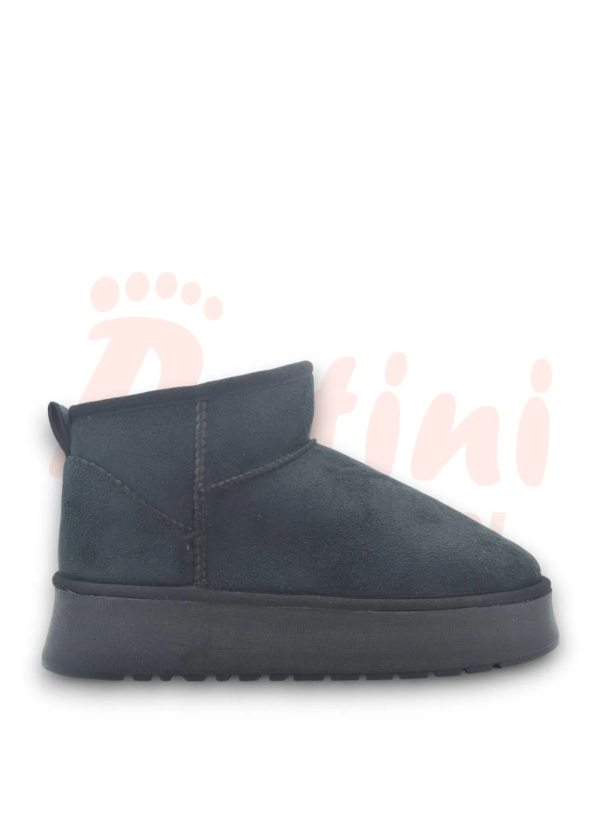 Kadın Mini Siyah Nubuk Yarım Bot Içi Tüylü Düz Kalın Rahat Taban Kadın Ayakkabı