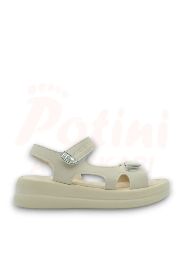 Krem Kadın Cırtlı Ekstra Rahat Günlük Sandalet