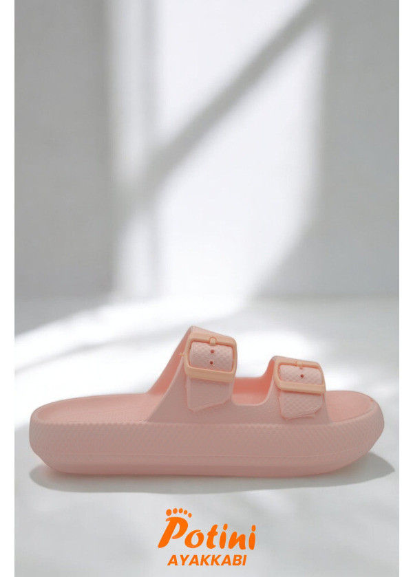 Pudra Kadın Yazlık Iki Toka Ayarlanabilir Islak Zemine Uygun Terlik