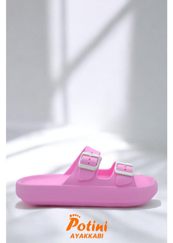 Pembe Kadın Yazlık Iki Toka Ayarlanabilir Islak Zemine Uygun Terlik