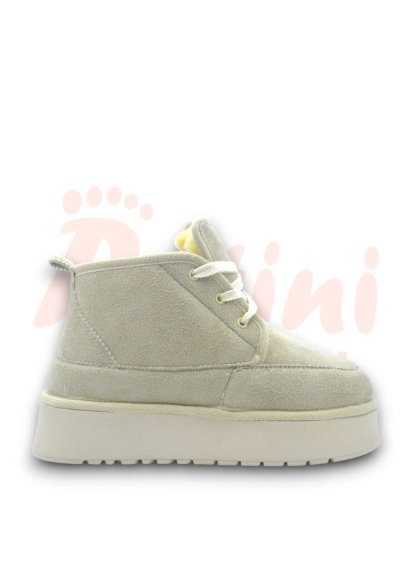 Ekru Hugo Bağcıklı Kalın Tabanlı İçi Kürklü Kadın Bot