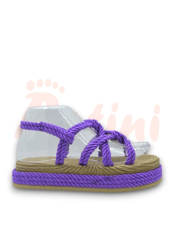 Mor Çapraz Hasır Halat Kadın Sandalet